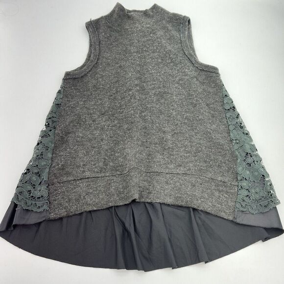 Moth Sweaters - Moth Anthropologie Gray Mock Neck Sleeveless Sweater Top Lace Back Women's Small